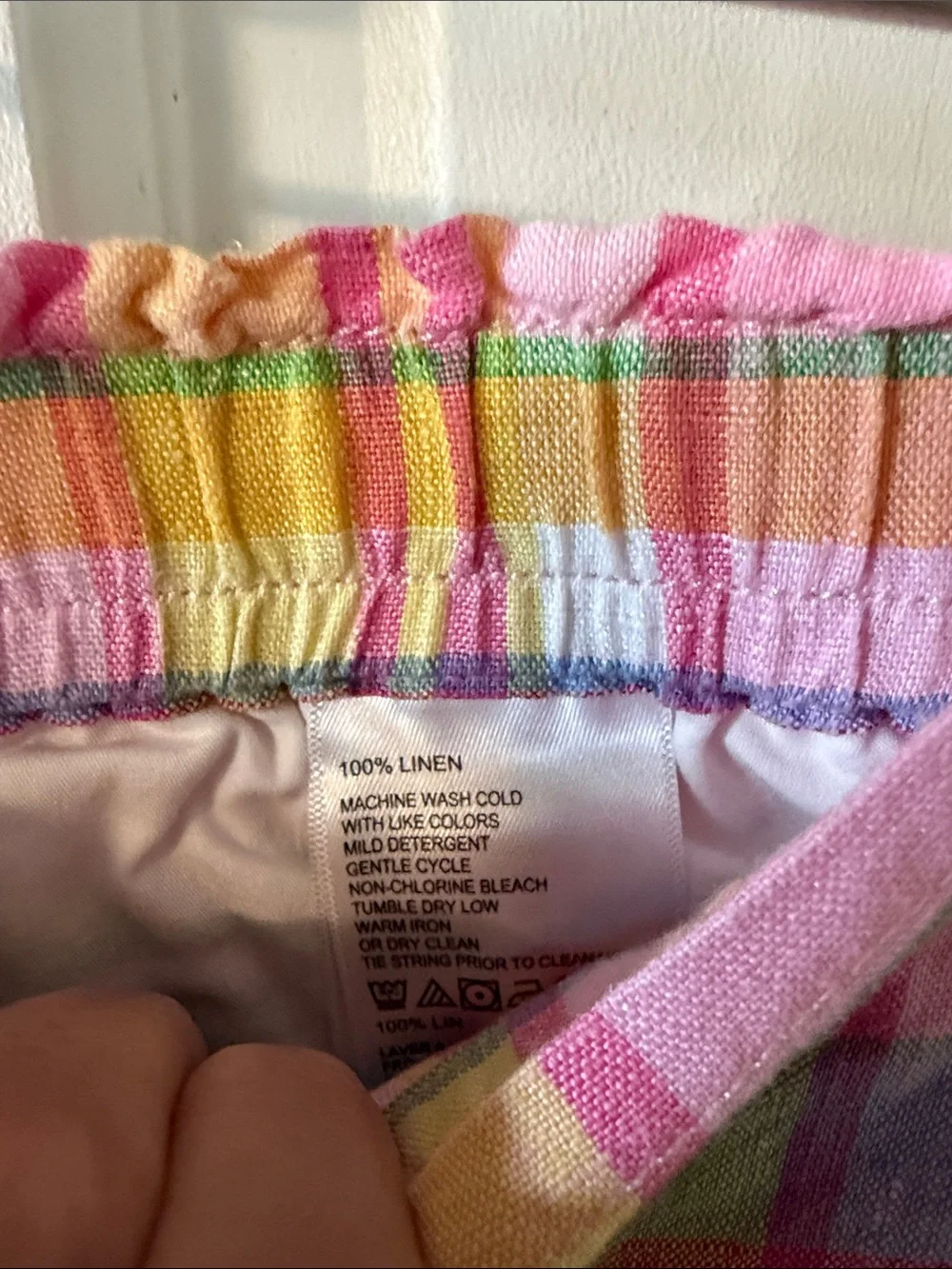 Tommy Bahama Boho Bliss 100% Linen Pink Pastel Plaid Shorts Preppy Vacation M - Picture 3 of 5